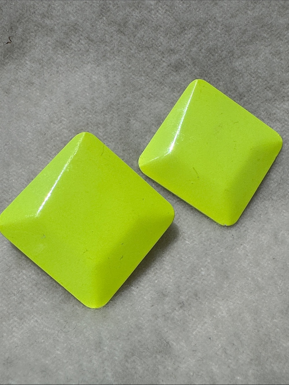 Vintage 80’s Maximalist Neon Yellow Oversized Metal Stud Earrings